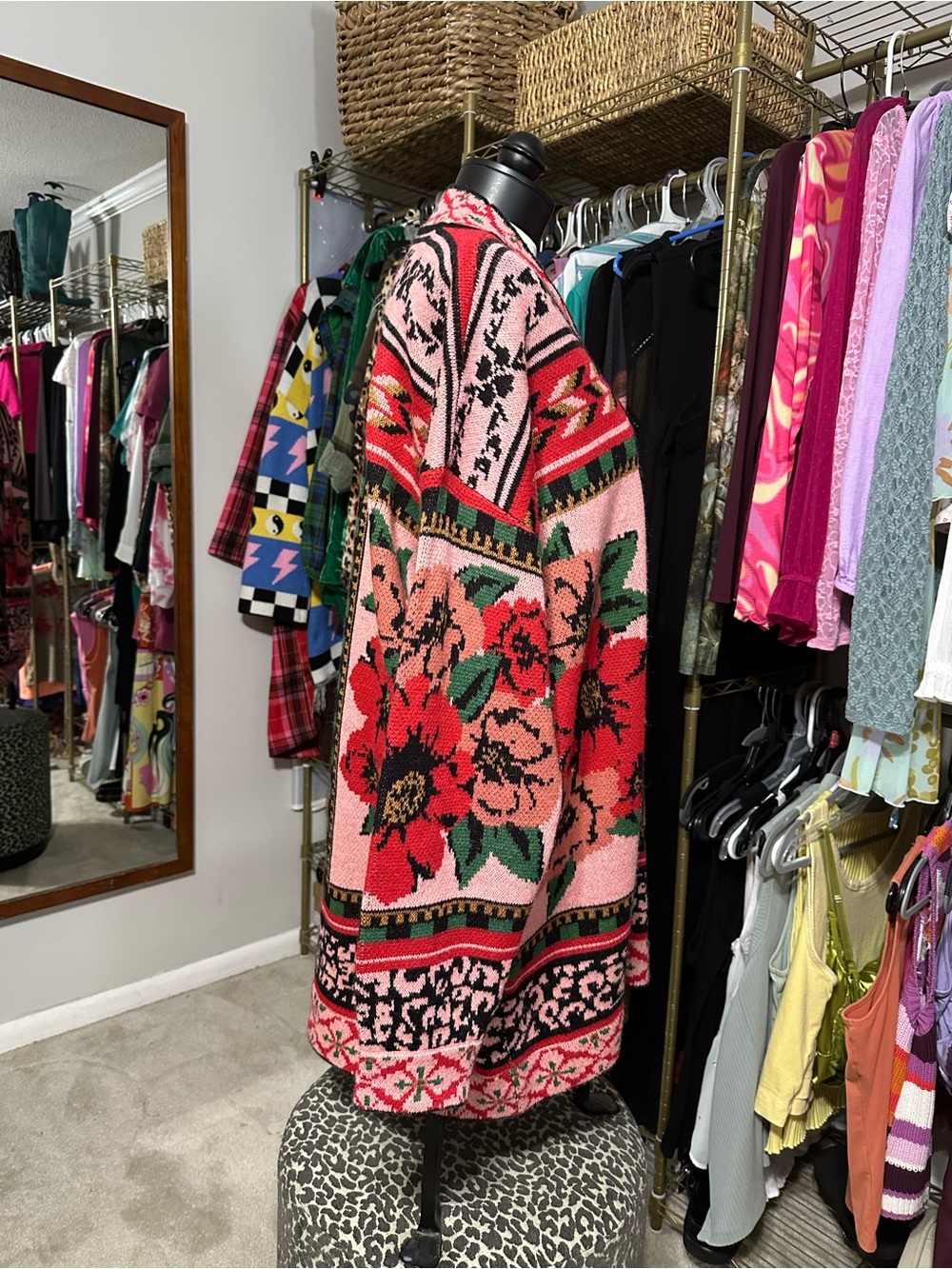 FARM Rio Pink Cardigan with Red Floral Patchwork - Picture 4 of 13